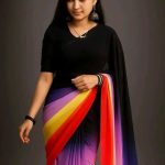 Multi-Color Ombre Shaded Georgette/Chiffon Saree (Without Blouse Piece) - Image 5