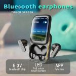APP Control Build In Watch TWS Large Screen Headphone Sliding Cover Earbuds LCD Smart Touch Wireless TWS With ANC Noise Cancellation SupportAvoo