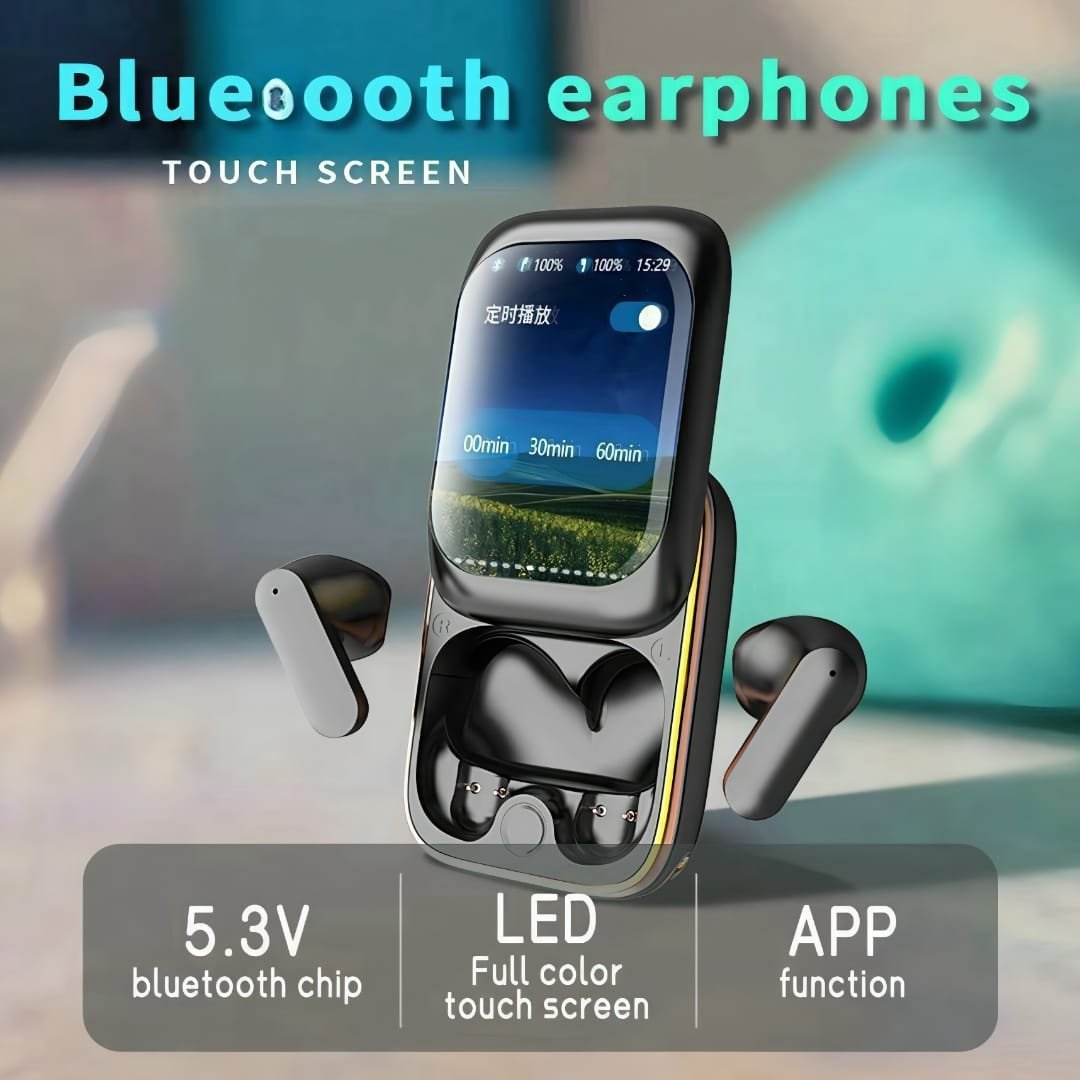 IMG-20251204-WA0083 APP Control Build In Watch TWS Large Screen Headphone Sliding Cover Earbuds LCD Smart Touch Wireless TWS With ANC Noise Cancellation SupportAvoo - Image 1