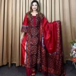 Premium Cotton Three Piece with Tassel Dupatta for Women - Image 2
