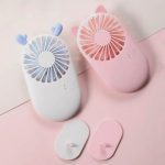 Slim Flat Pocket Mini Handheld Fan with Mobile Stand - Image 4