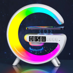 G-Shape RGB Ambient Light Lamp with Wireless Charger, Bluetooth Speaker & Alarm Clock