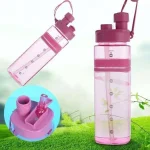 Dual Straw Water Bottle – ২-ইন-১ রিইউজেবল ডাবল স্ট্র ওয়াটার বোটল