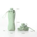 600ml Silicone Folding Bottle - ট্রাভেল ও স্পোর্টসের জন্য পোর্টেবল ফোল্ডিং ওয়াটার বোটল - Image 4