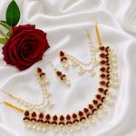 Gorgeous Pearl & Kundan Necklace Jewelry Set with Earrings & Maang Tikka.
