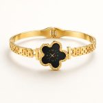 Luxury Flower Dial Metallic Bracelet Watch for Women