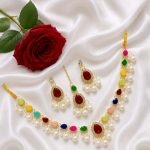 Gorgeous Sea Green Kundan & Pearl Jewelry Set with Earrings & Maang Tikka,'