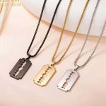 Trendy Stainless Steel Razor Blade Pendant Chain for Men & Women