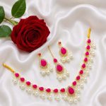 Gorgeous Sea Green Kundan & Pearl Jewelry Set with Earrings & Maang Tikka,..