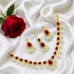Gorgeous Sea Green Kundan & Pearl Jewelry Set with Earrings