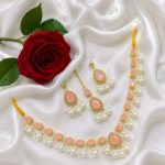 Gorgeous Sea Green Kundan & Pearl Jewelry Set with Earrings & Maang Tikka..